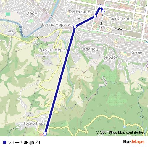 28 bus Line Map