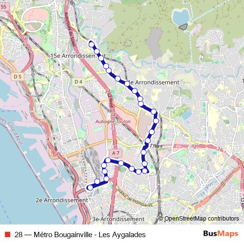 28 bus Line Map