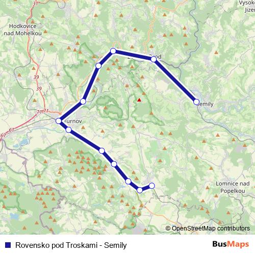 Rovensko pod Troskami - Semily rail Line Map