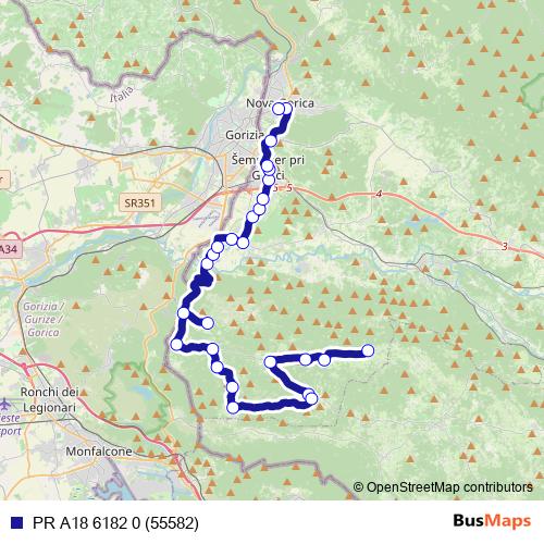 PR A18 6182 0 (55582) bus Line Map