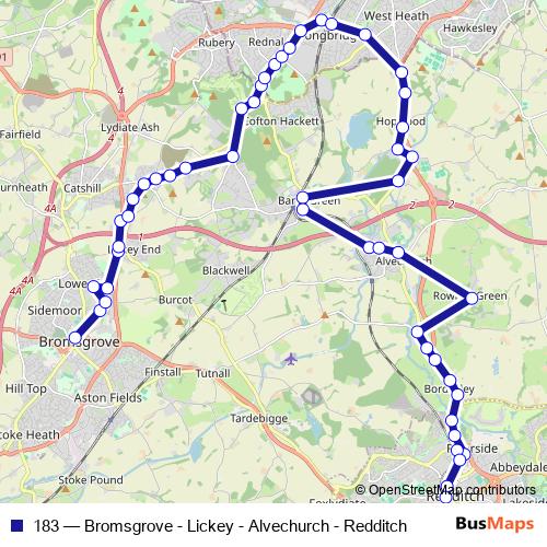 183 bus Line Map