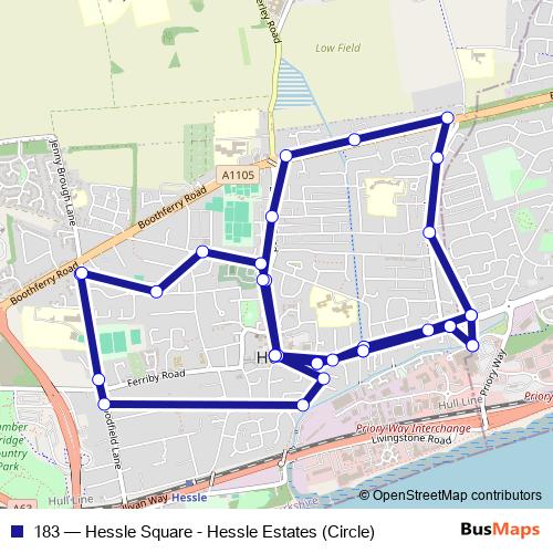 183 bus Line Map