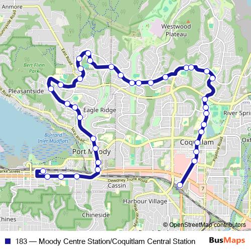 183 bus Line Map