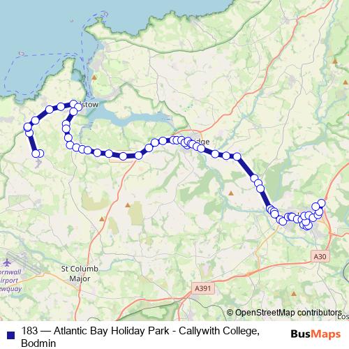 183 bus Line Map