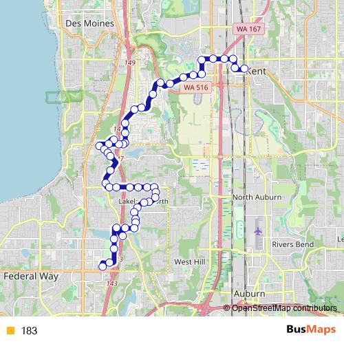 183 bus Line Map