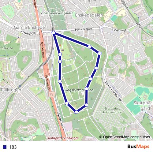 183 bus Line Map