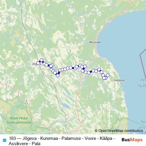 183 bus Line Map