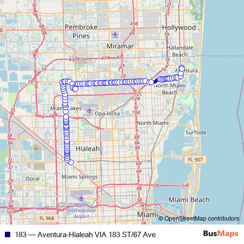 183 bus Line Map