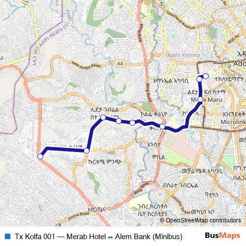 Tx Kolfa 001 bus Line Map