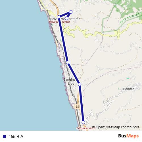 155 B A bus Line Map