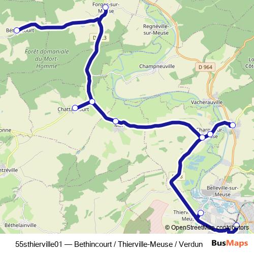 55sthierville01 bus Line Map