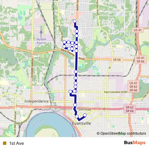 1st Ave bus Line Map