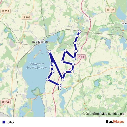 846 bus Line Map