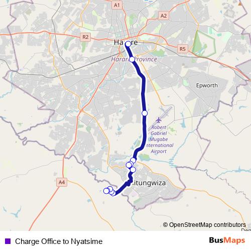 Charge Office to Nyatsime bus Line Map