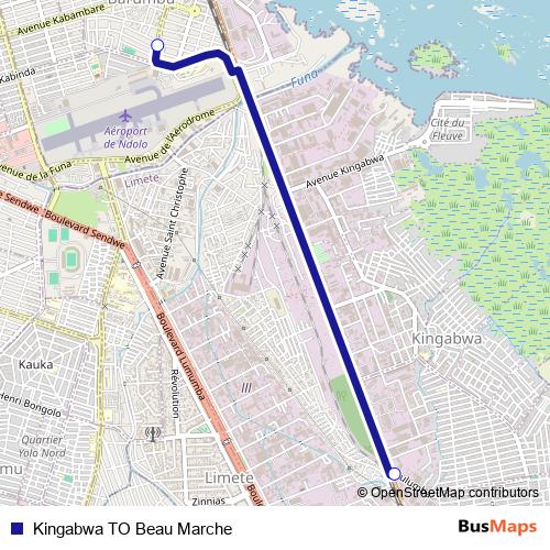 Kingabwa TO Beau Marche bus Line Map