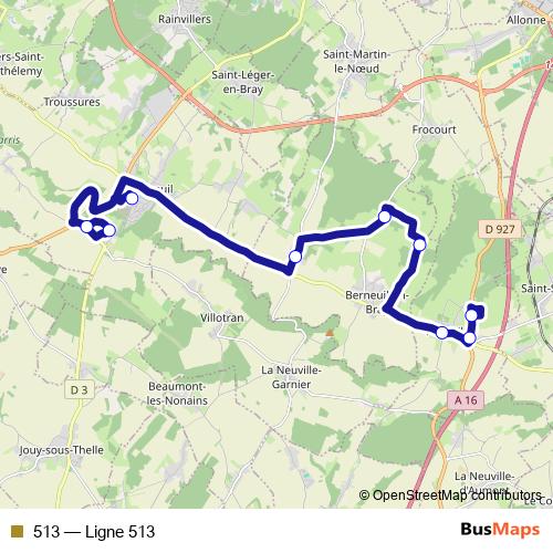 513 bus Line Map