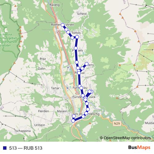 513 bus Line Map