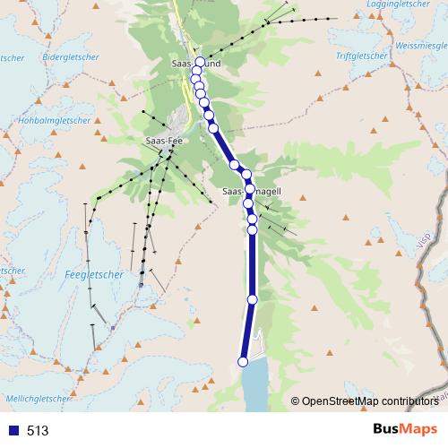 513 bus Line Map