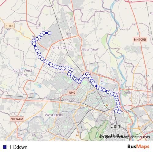 113down bus Line Map