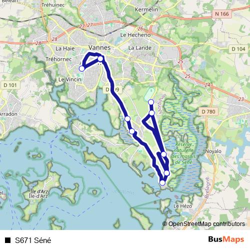 S671 Séné bus Line Map