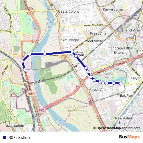 307lnkstlup bus Line Map