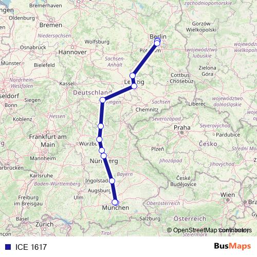 ICE 1617 rail Line Map