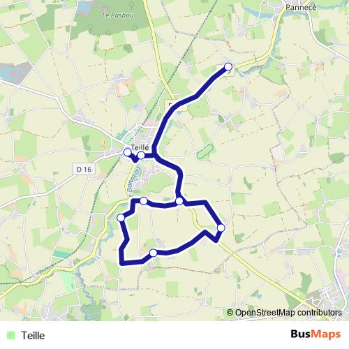Teille bus Line Map