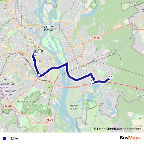 109м bus Line Map
