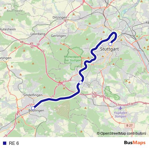 RE 6 rail Line Map