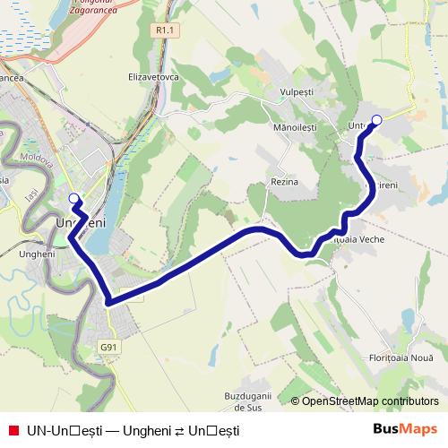 UN-Unțeşti bus Line Map