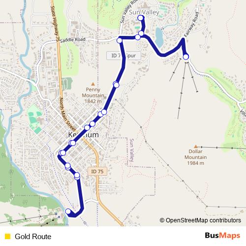 Gold Route bus Line Map