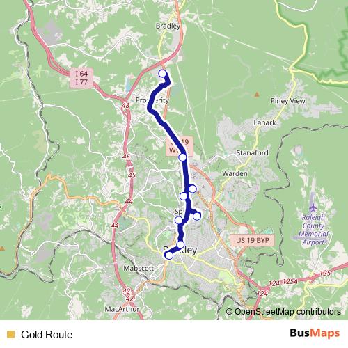 Gold Route bus Line Map