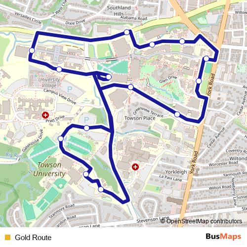 Gold Route bus Line Map