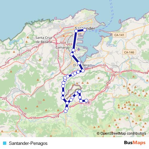 Santander-Penagos bus Line Map