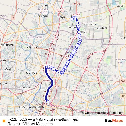 1-22E (522) bus Line Map