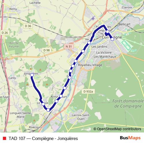 TAD 107 bus Line Map