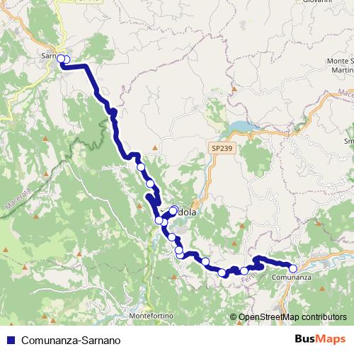 Comunanza-Sarnano bus Line Map