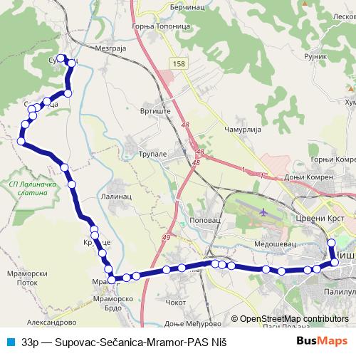 33p bus Line Map