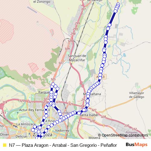 N7 bus Line Map