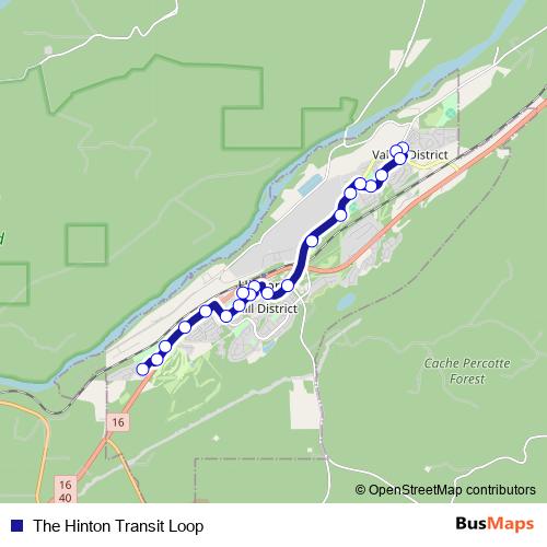 The Hinton Transit Loop bus Line Map