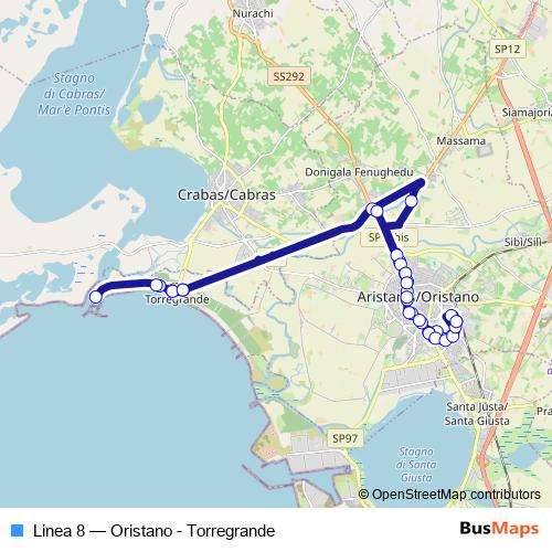 Linea 8 bus Line Map