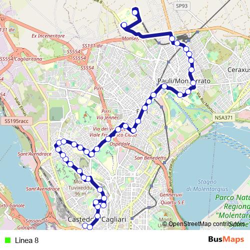 Linea 8 bus Line Map