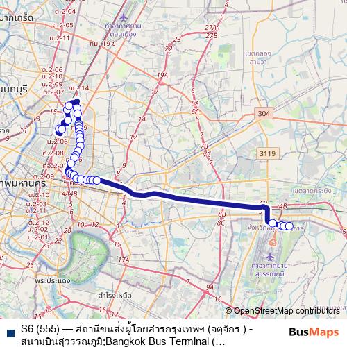 S6 (555) bus Line Map