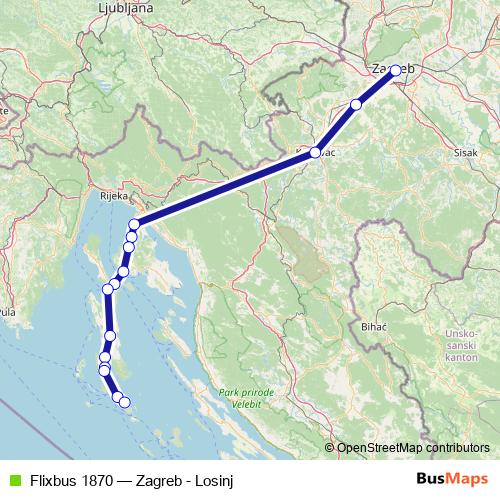 Flixbus 1870 bus Line Map