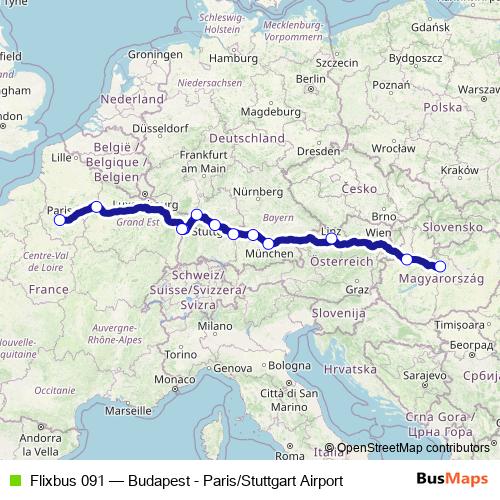 Flixbus 091 bus Line Map