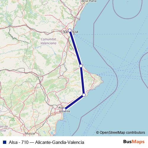 Alsa - 710 bus Line Map