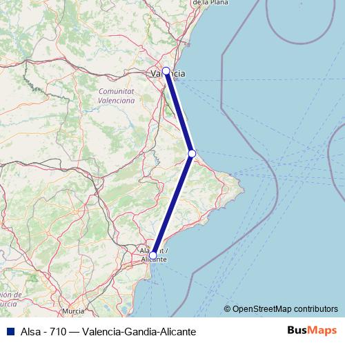 Alsa - 710 bus Line Map