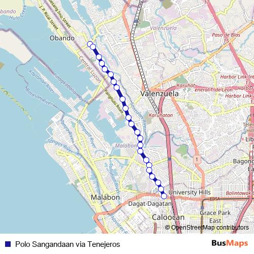 Polo Sangandaan via Tenejeros bus Line Map