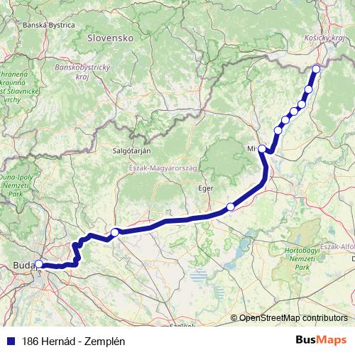 186 Hernád - Zemplén rail Line Map