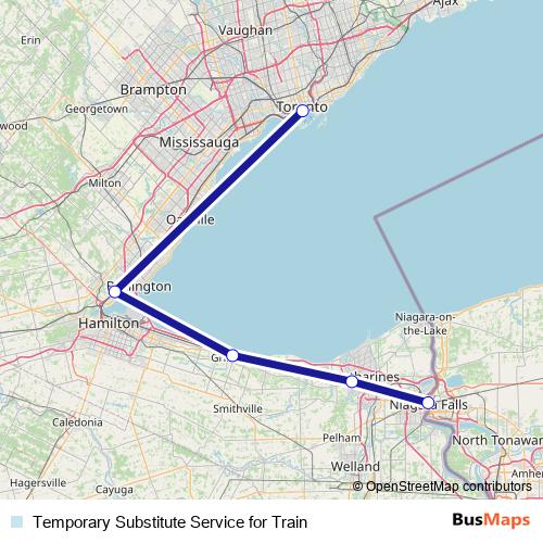 Temporary Substitute Service for Train bus Line Map